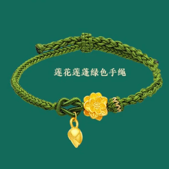 Hand-woven Lotus Lucky Bead Bracelet