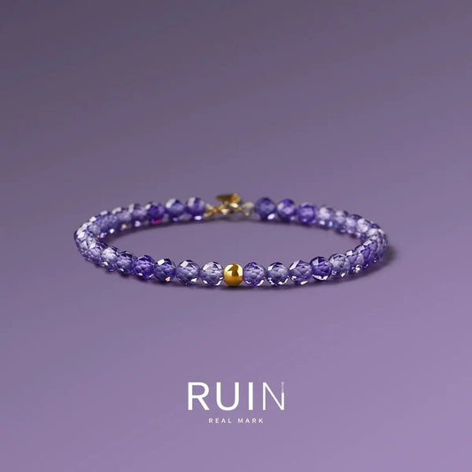 Natural Faceted Light Luxury Amethyst Bracelet for Women Simple and Niche Design Extremely Delicate Jewelry Gift for Girlfriend