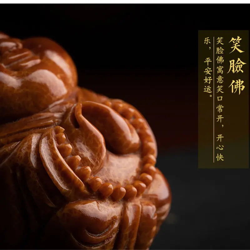 Real Natural Olive Kernel Hand-carved Laughing Buddha Guardian Car Key Chain School Bag Mobile Phone Pendant Good Lucky Charms