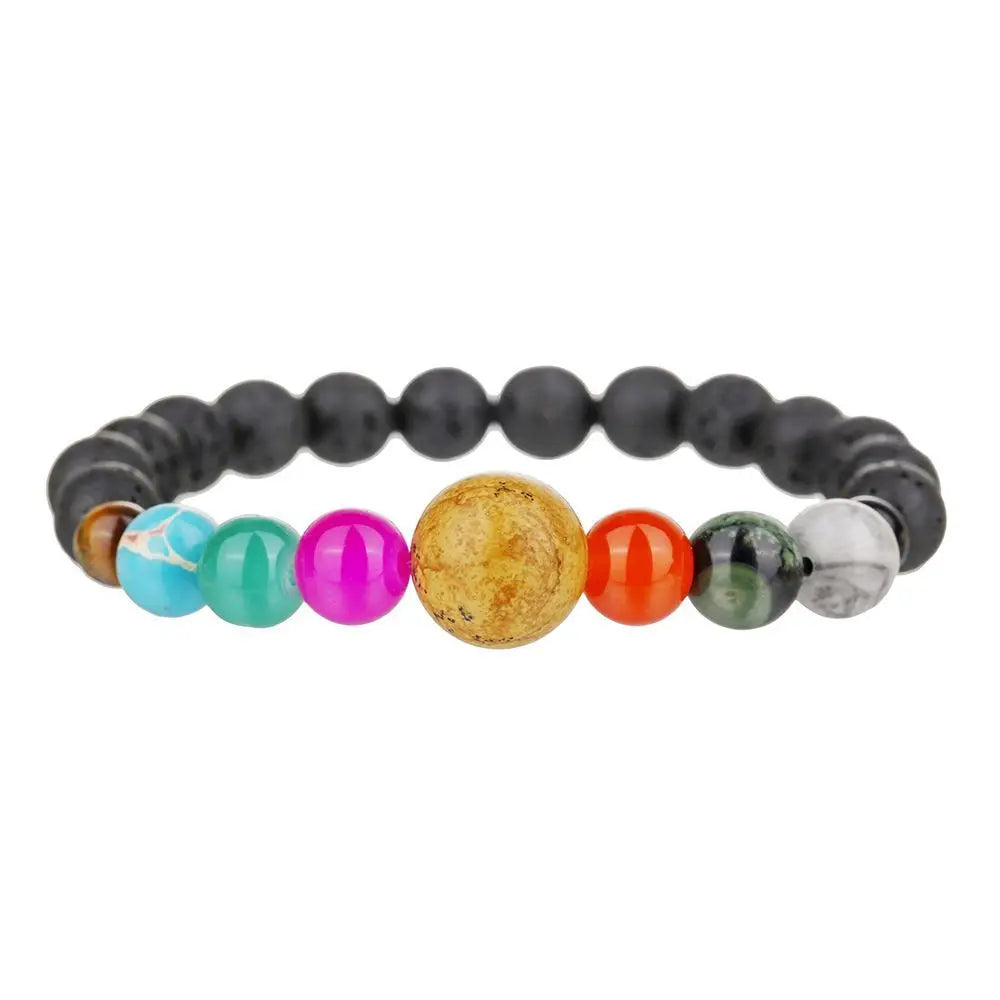 Romantic Universe Elastic Bracelet Couple Star Milky Way Volcanic Stone Beads Planet Original Natural stone Hand String Gifts
