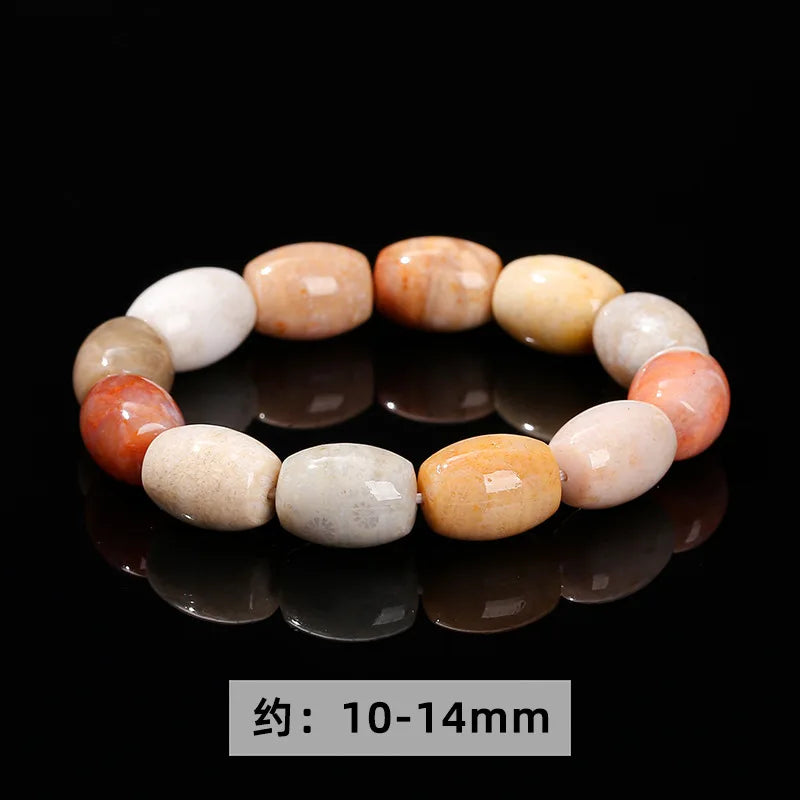 Natural coral jade hexagonal star bracelet