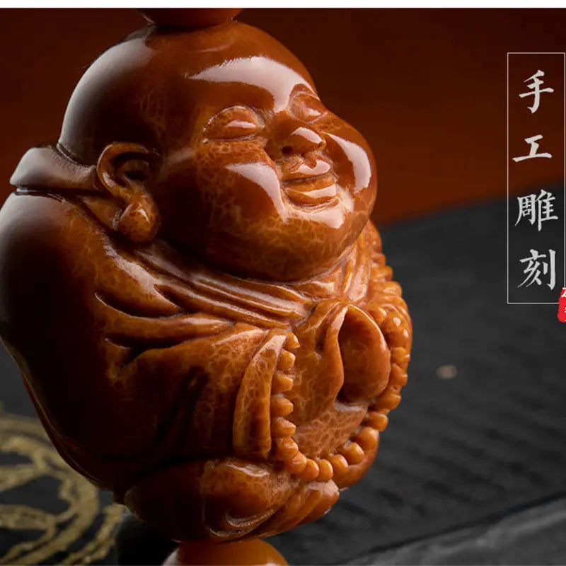 Real Natural Olive Kernel Hand-carved Laughing Buddha Guardian Car Key Chain School Bag Mobile Phone Pendant Good Lucky Charms