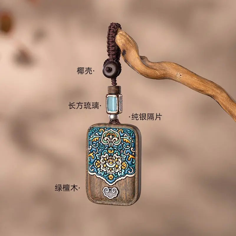 Green Sandalwood Ping An No Incident Brand High-end Men's and Women's Exquisite Car Key Chain Custom Lettering Pendant Bag Charm