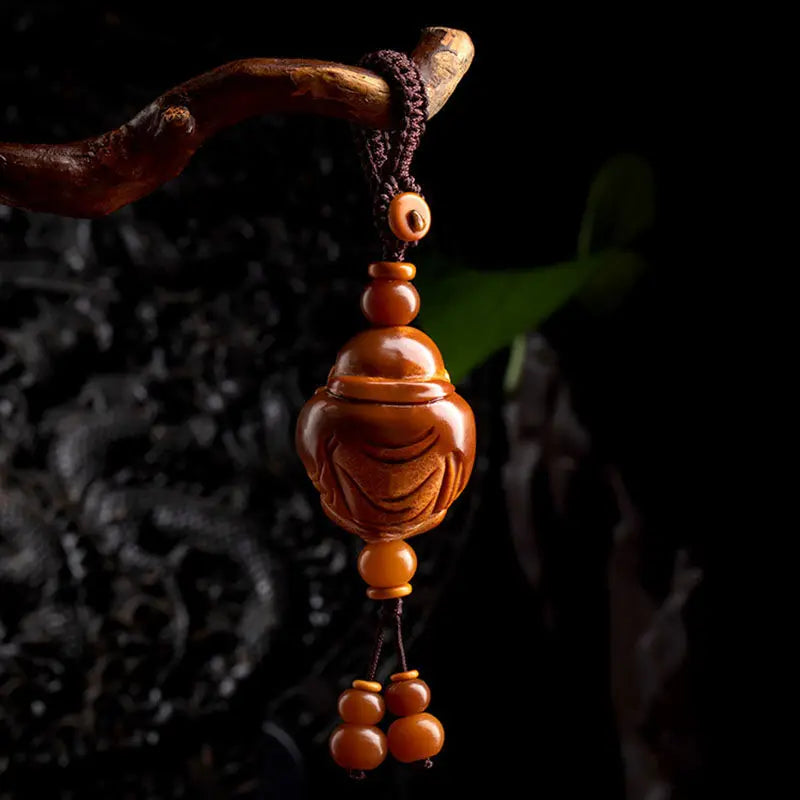 Real Natural Olive Kernel Hand-carved Laughing Buddha Guardian Car Key Chain School Bag Mobile Phone Pendant Good Lucky Charms