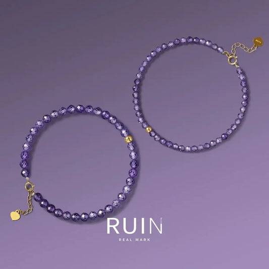 Natural Faceted Light Luxury Amethyst Bracelet for Women Simple and Niche Design Extremely Delicate Jewelry Gift for Girlfriend