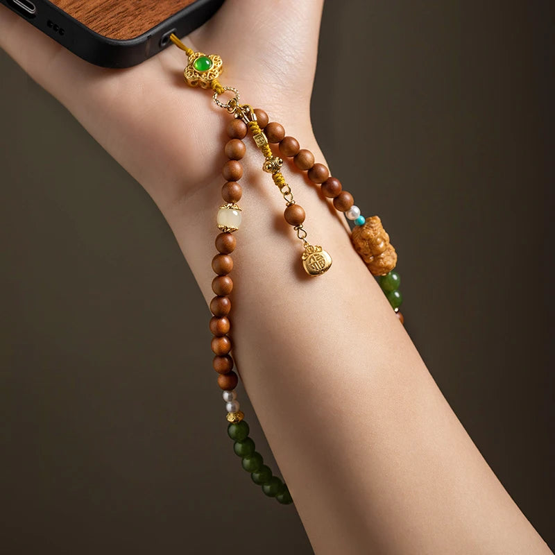 Natural sandalwood exquisite mobile phone chain