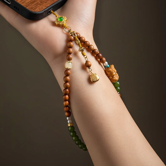 Natural sandalwood exquisite mobile phone chain