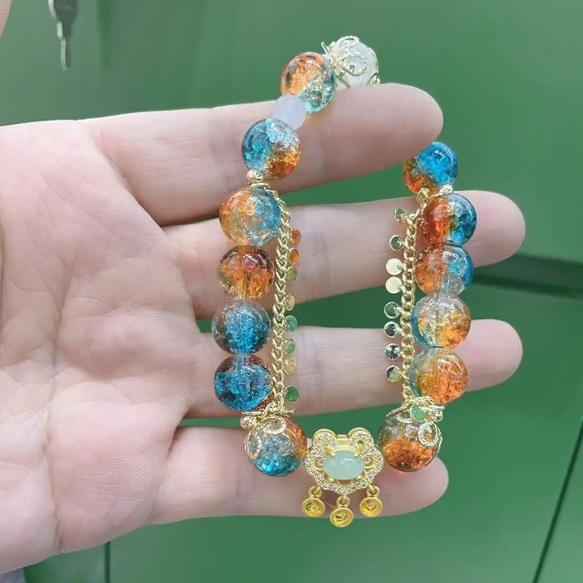 Flying Apsaras Dunhuang Colorful Glass Bracelet