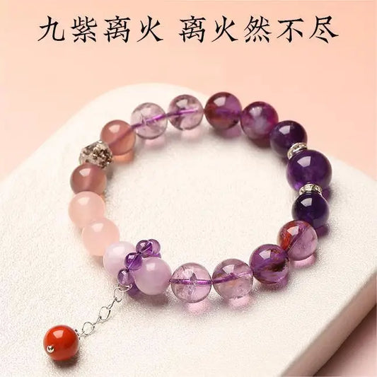 Nine Purple Fire Crystal Bracelet