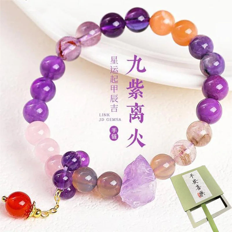Nine Purple Fire Crystal Bracelet