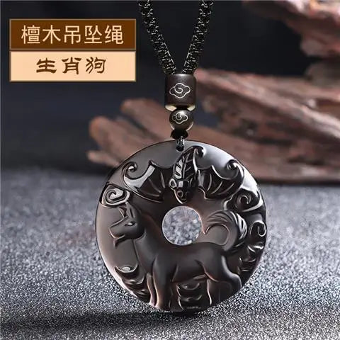 Ice Obsidian Chinese Zodiac Dragon Snake Safe Buckle Pendant Men Necklace Women's Birthday Year Tiger Guardian God Amulet Charms
