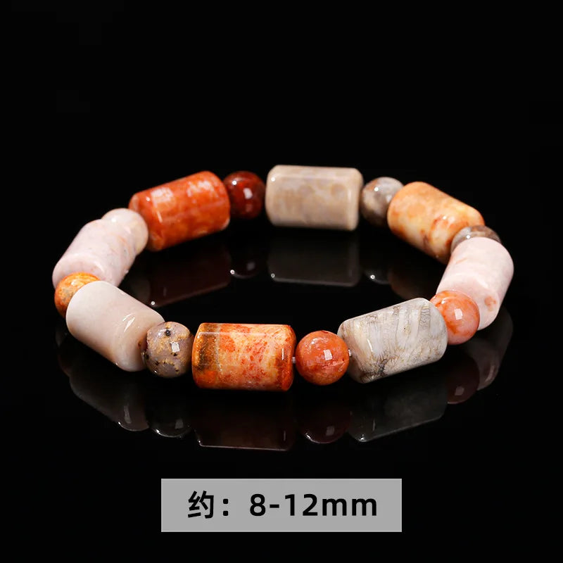 Natural coral jade hexagonal star bracelet
