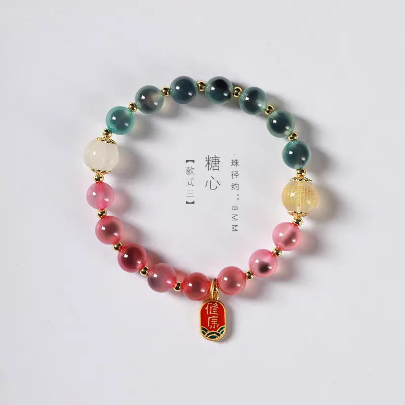Candy Heart Agate Lucky Bead Bracelet