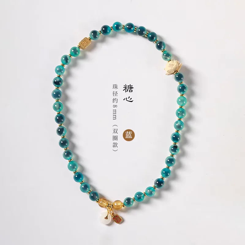 Candy Heart Agate Lucky Bead Bracelet
