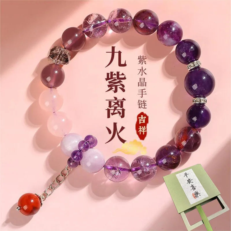 Nine Purple Fire Crystal Bracelet