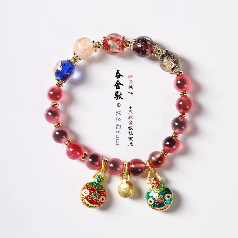 Candy Heart Agate Lucky Bead Bracelet