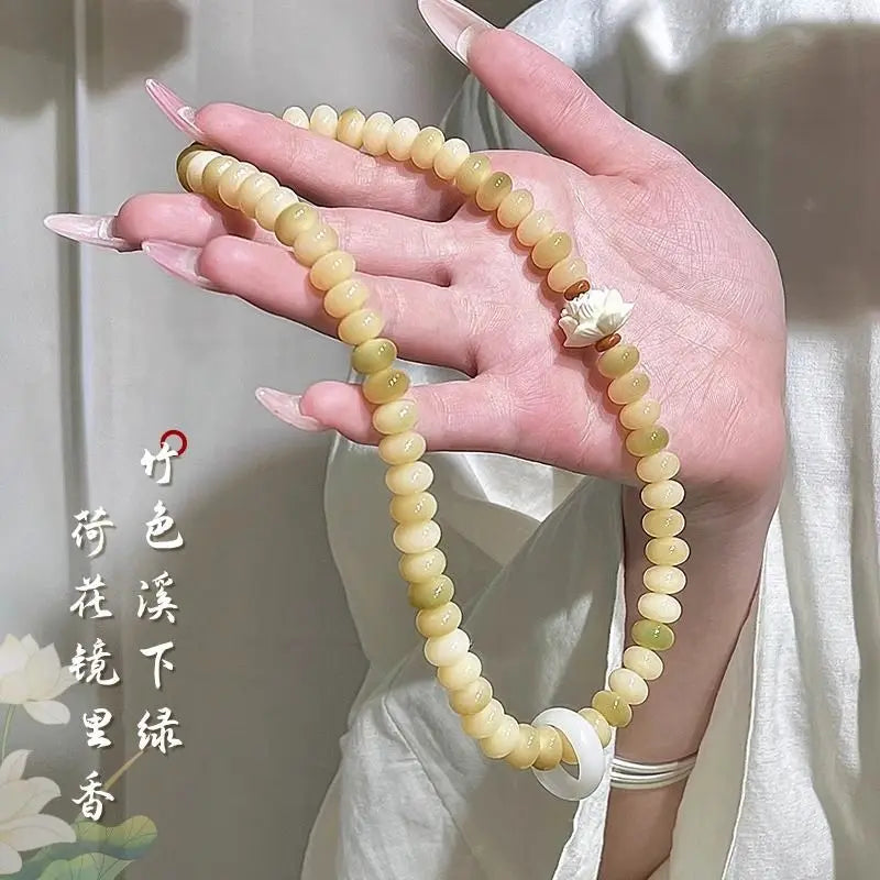 White jade Bodhi bracelet double circle, Bodhi bracelet, Buddhist beads bracelet