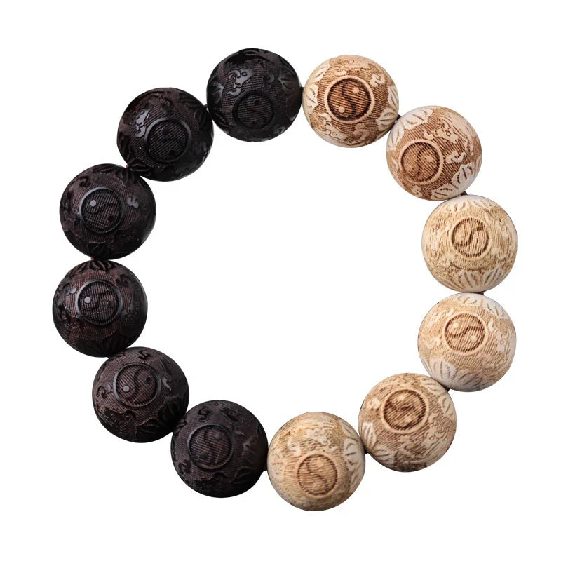 Yin-Yang Bead Heaven and Earth Bracelet, Ebony Camphorwood