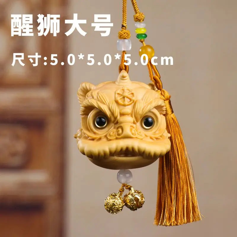 Boxwood lion dance pendant car ornament