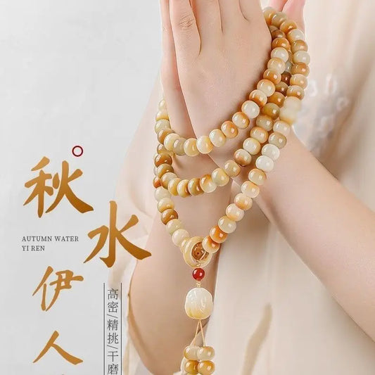 White jade bodhi bracelet, 108 beads