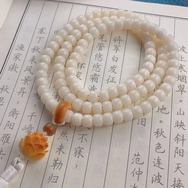 White jade bodhi 108 beads bracelet