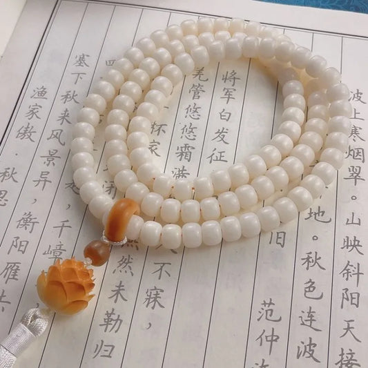 White jade bodhi 108 beads bracelet