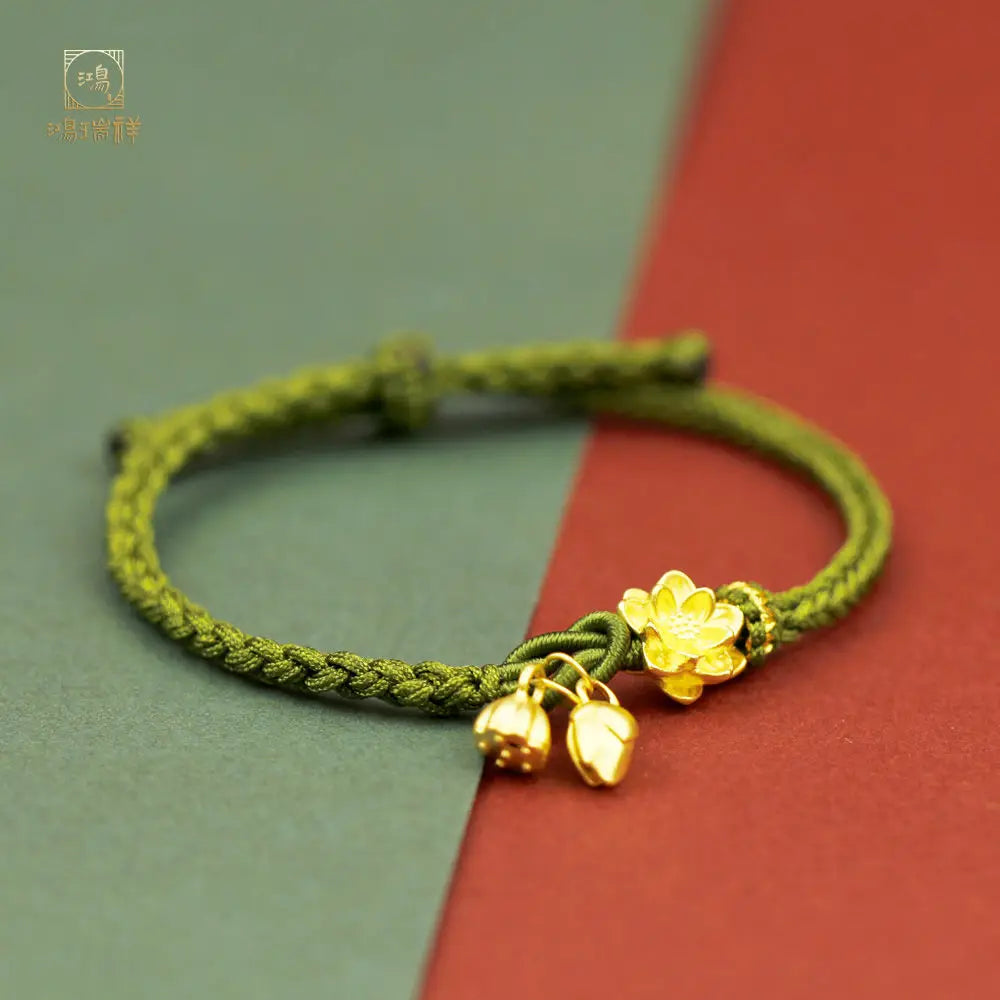 Hand-woven Lotus Lucky Bead Bracelet