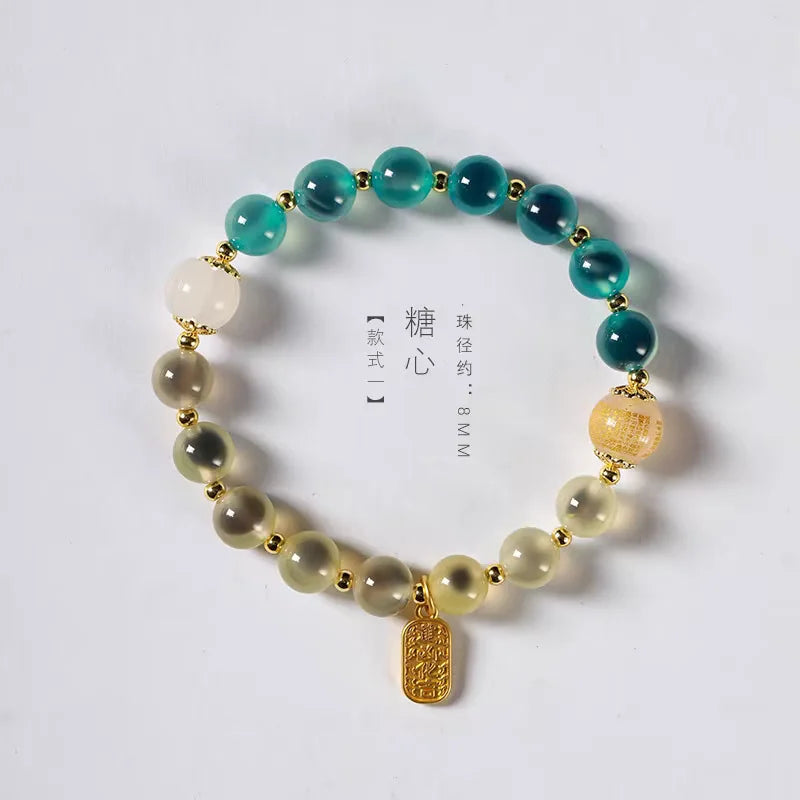 Candy Heart Agate Lucky Bead Bracelet