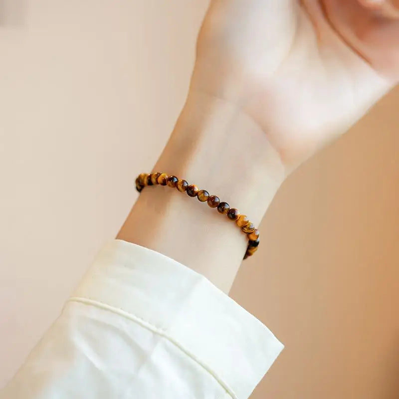 UMQ Wealth Bracelet Pure Natural Tiger Eye Stone Bracelet Unpopular and Unbumped White Niche Crystal Hand String Women's Jewelry