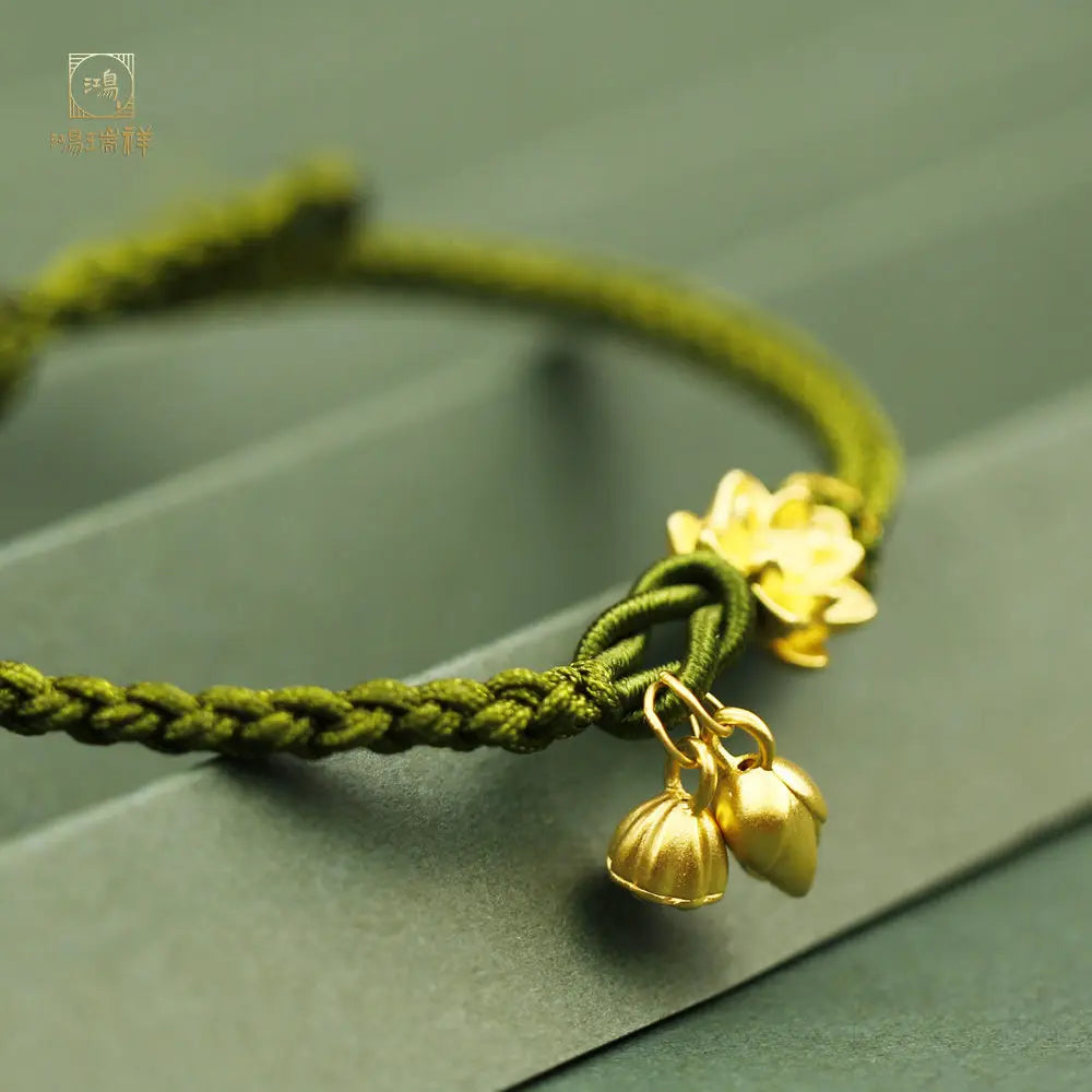 Hand-woven Lotus Lucky Bead Bracelet