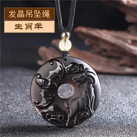 Ice Obsidian Chinese Zodiac Dragon Snake Safe Buckle Pendant Men Necklace Women's Birthday Year Tiger Guardian God Amulet Charms