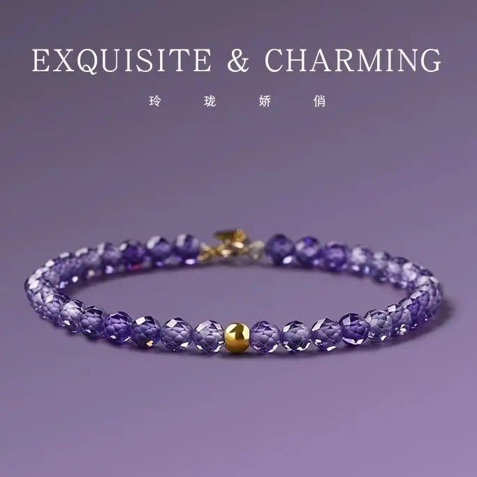 Natural Faceted Light Luxury Amethyst Bracelet for Women Simple and Niche Design Extremely Delicate Jewelry Gift for Girlfriend