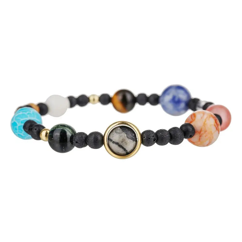 Romantic Universe Elastic Bracelet Couple Star Milky Way Volcanic Stone Beads Planet Original Natural stone Hand String Gifts