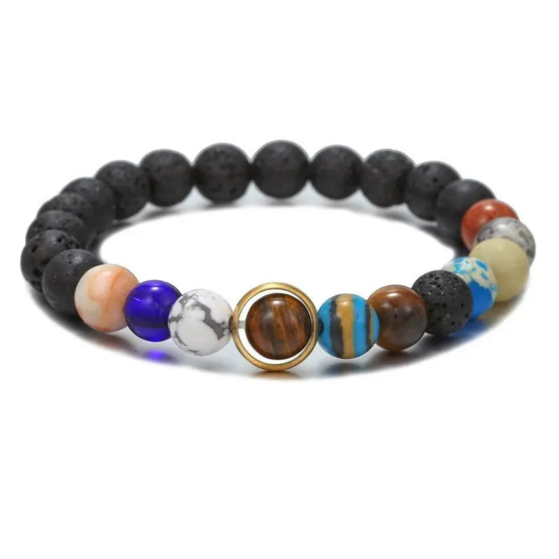 Romantic Universe Elastic Bracelet Couple Star Milky Way Volcanic Stone Beads Planet Original Natural stone Hand String Gifts