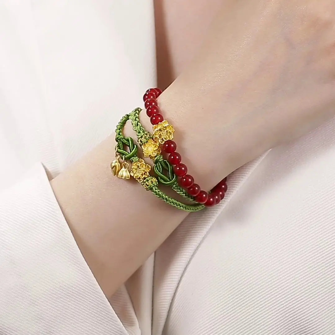Hand-woven Lotus Lucky Bead Bracelet