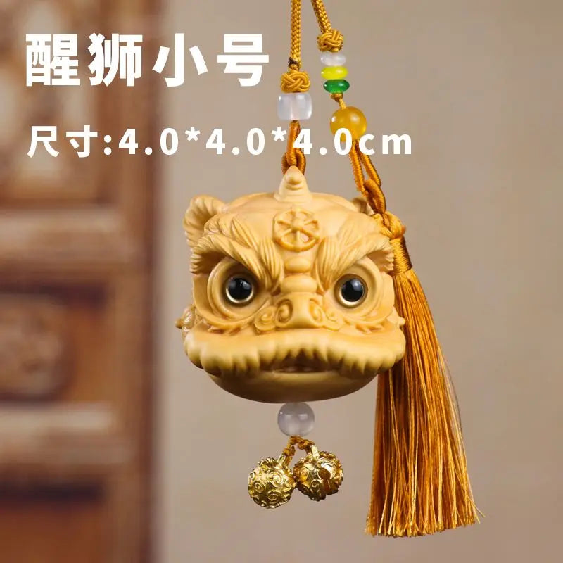 Boxwood lion dance pendant car ornament