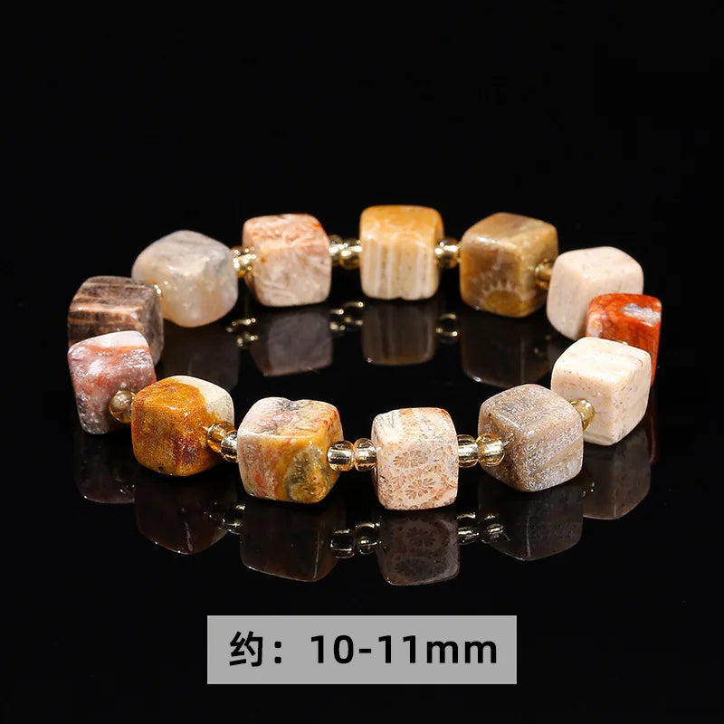 Natural coral jade hexagonal star bracelet