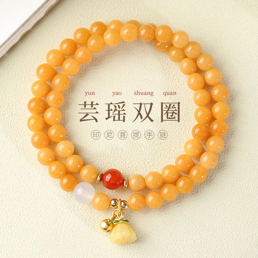 Natural Weathered Bodhi Root Bracelet Original Design Men's and Women's Double Circle Hand String Wen Play Buddha Beads Rosary