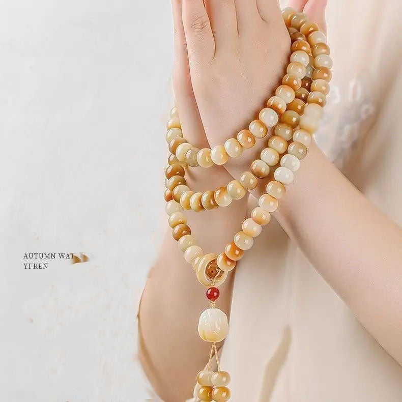 White jade bodhi bracelet, 108 beads