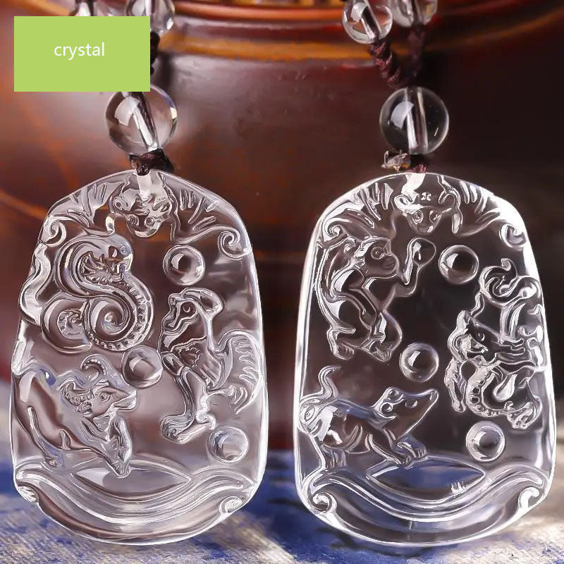 White crystal zodiac pendant