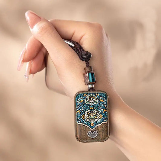 Green Sandalwood Ping An No Incident Brand High-end Men's and Women's Exquisite Car Key Chain Custom Lettering Pendant Bag Charm