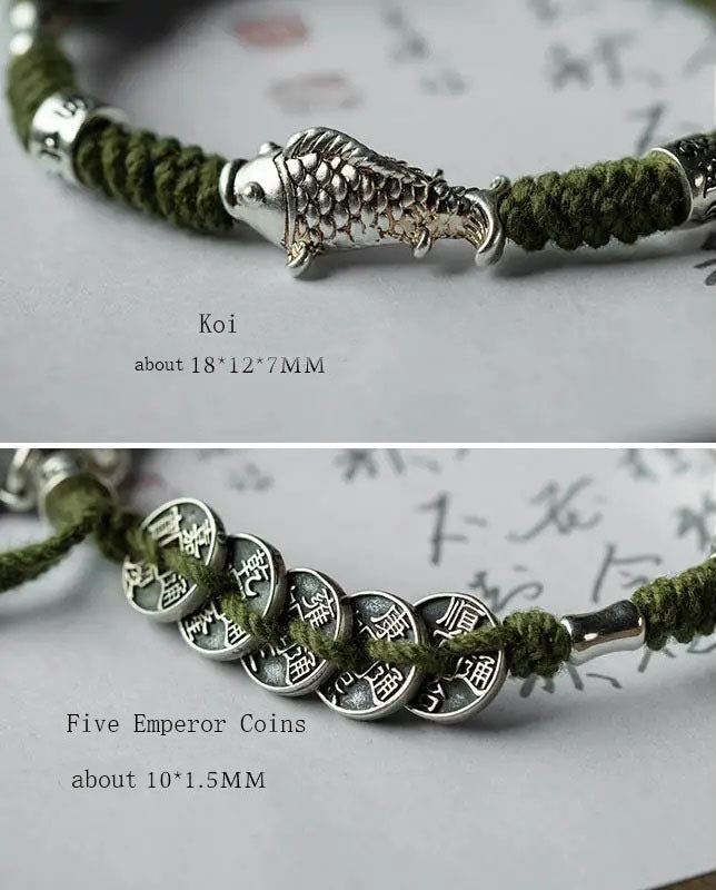 Five Emperors' Coins Braided Bracelet