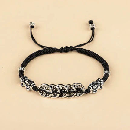 [Five Emperors Money] Hand-woven Red Rope Bracelets Girls Couple's Lucky Achieve Solicit Accumulate Wealth National Tide Retro