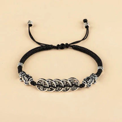 [Five Emperors Money] Hand-woven Red Rope Bracelets Girls Couple's Lucky Achieve Solicit Accumulate Wealth National Tide Retro