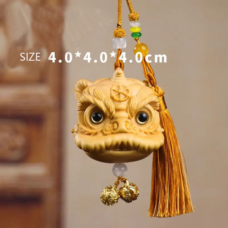 Boxwood lion dance pendant car ornament
