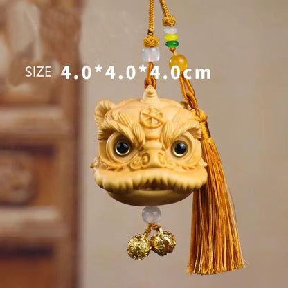 Boxwood lion dance pendant car ornament