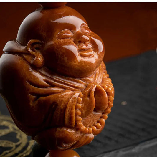 Real Natural Olive Kernel Hand-carved Laughing Buddha Guardian Car Key Chain School Bag Mobile Phone Pendant Good Lucky Charms