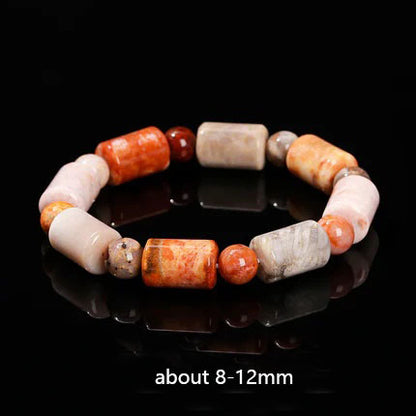 Natural coral jade hexagonal star bracelet