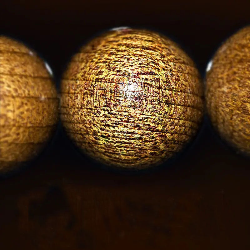 Golden nanmu bracelet, natural wooden Buddhist beads