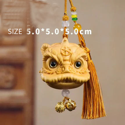 Boxwood lion dance pendant car ornament